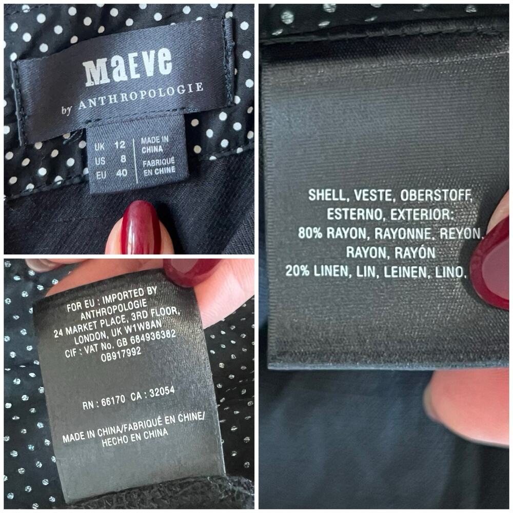 Anthropologie Maeve 8 Black Linen Blend Jumpsuit Tie Waist Pockets Sleeveless - Picture 3 of 9